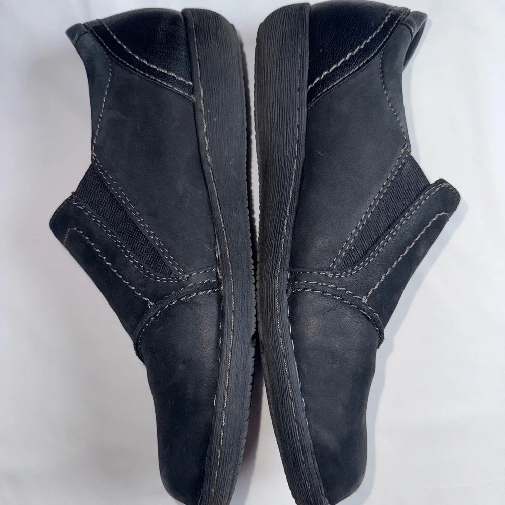 Earth Origins Tamara Teri Black Leather Slip On Loafers Women 10W Wide Comfort